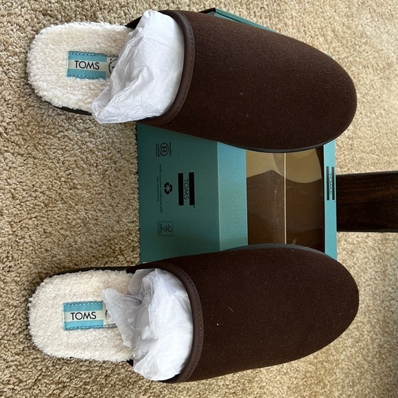 NIB! TOMS men\'s Harbor chocolate Repreve two tone felt slippers main image 8